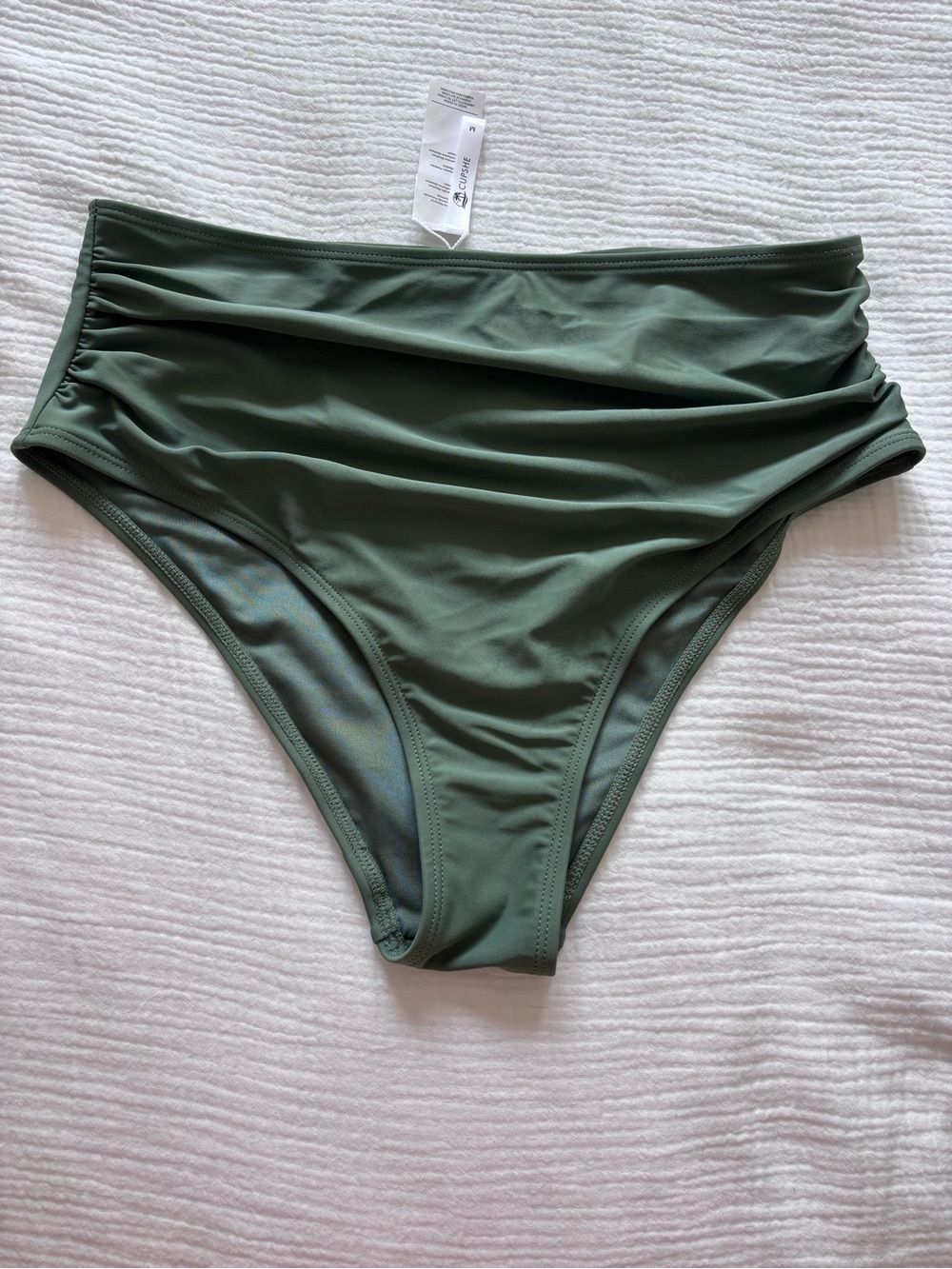 Cupshe High-Waist Olive Green Bikini Bottoms